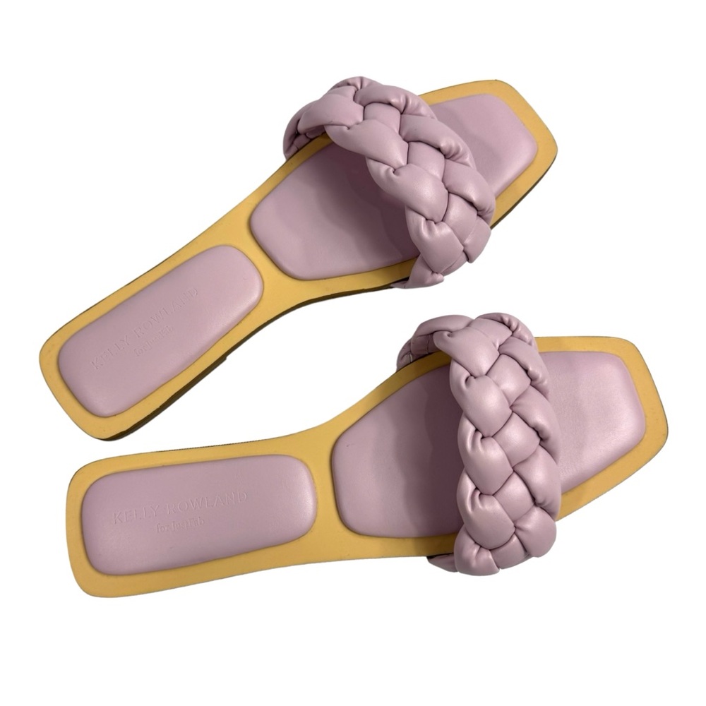 NWOT Kelly Rowland For JustFab Womens Lilac Snow Persephone Braided Flat Sandal